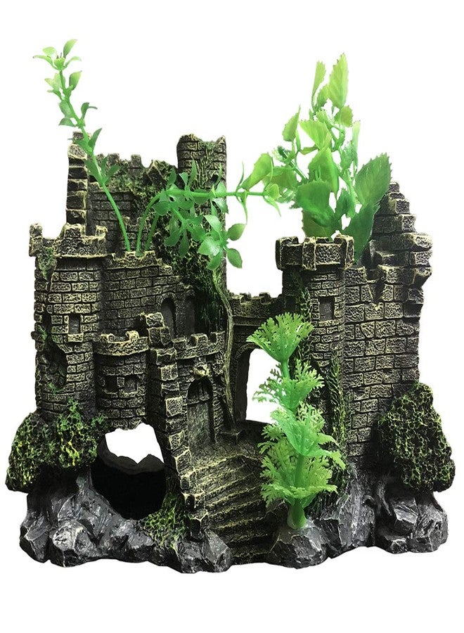 SLOCME Aquarium Medieval Resin Castle Decoration - Realistic Fish Tank Castle Accessory, Shelter for Betta Fish & Reptile - Image 1